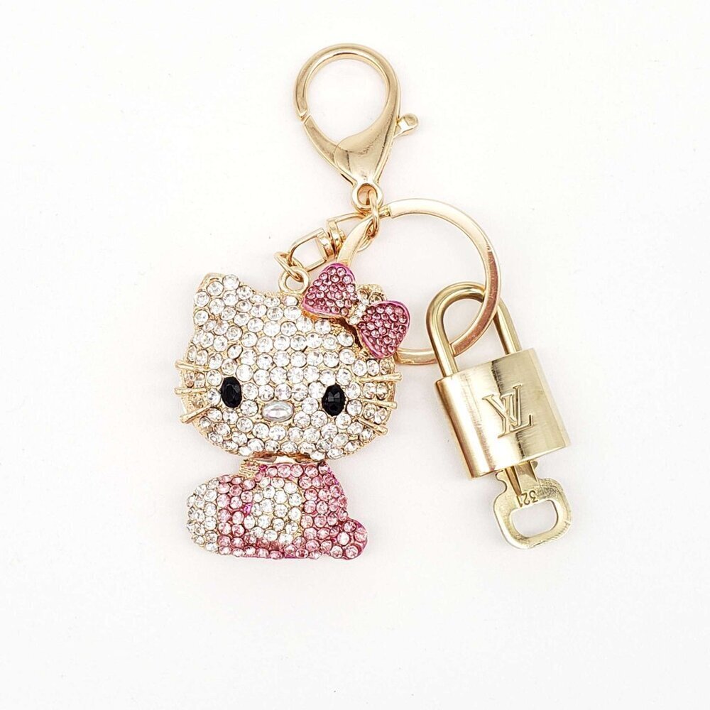 Authentic Louis Vuitton Gold Lock 🔒 Keychain Bag Unbranded Hello Kitty Charm LV